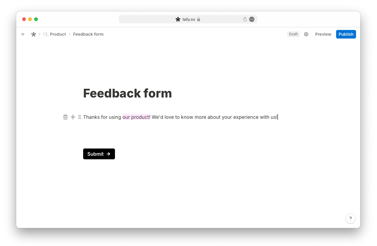 Create a free form